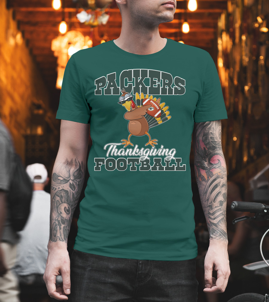 Packers Thanksgiving Football Turkey with Sunglasses T-Shirt