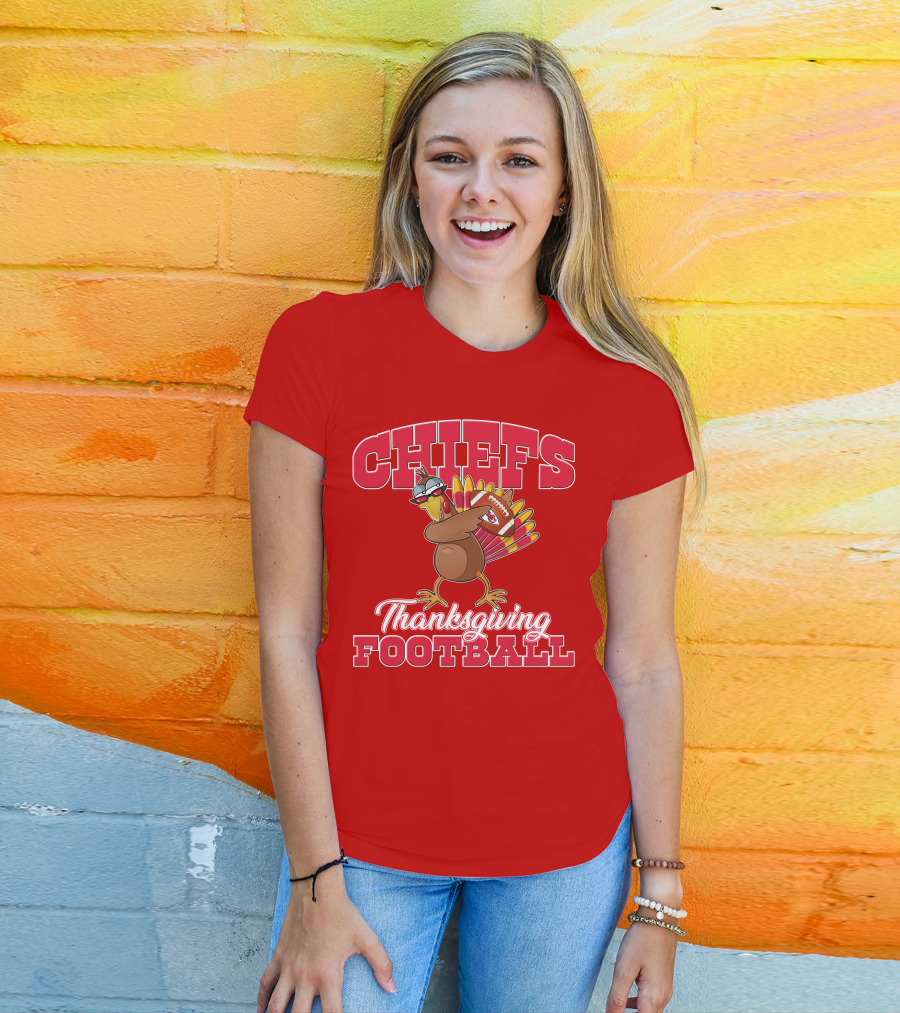 Chiefs Thanksgiving Football Turkey Holding Football T-Shirt