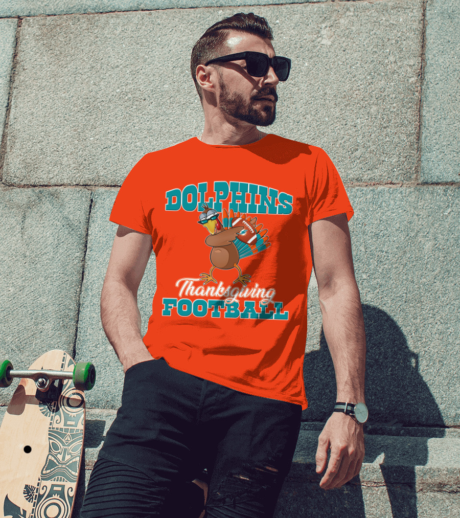 Dolphins Thanksgiving Football Turkey T-Shirt