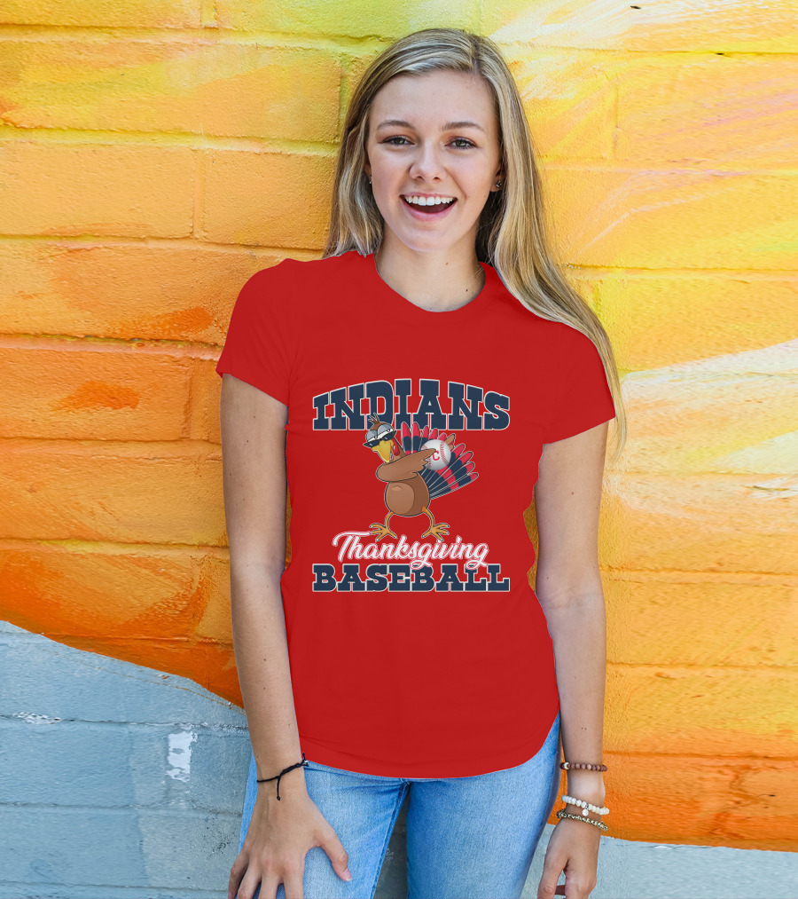 Indians Thanksgiving Baseball Turkey T-Shirt