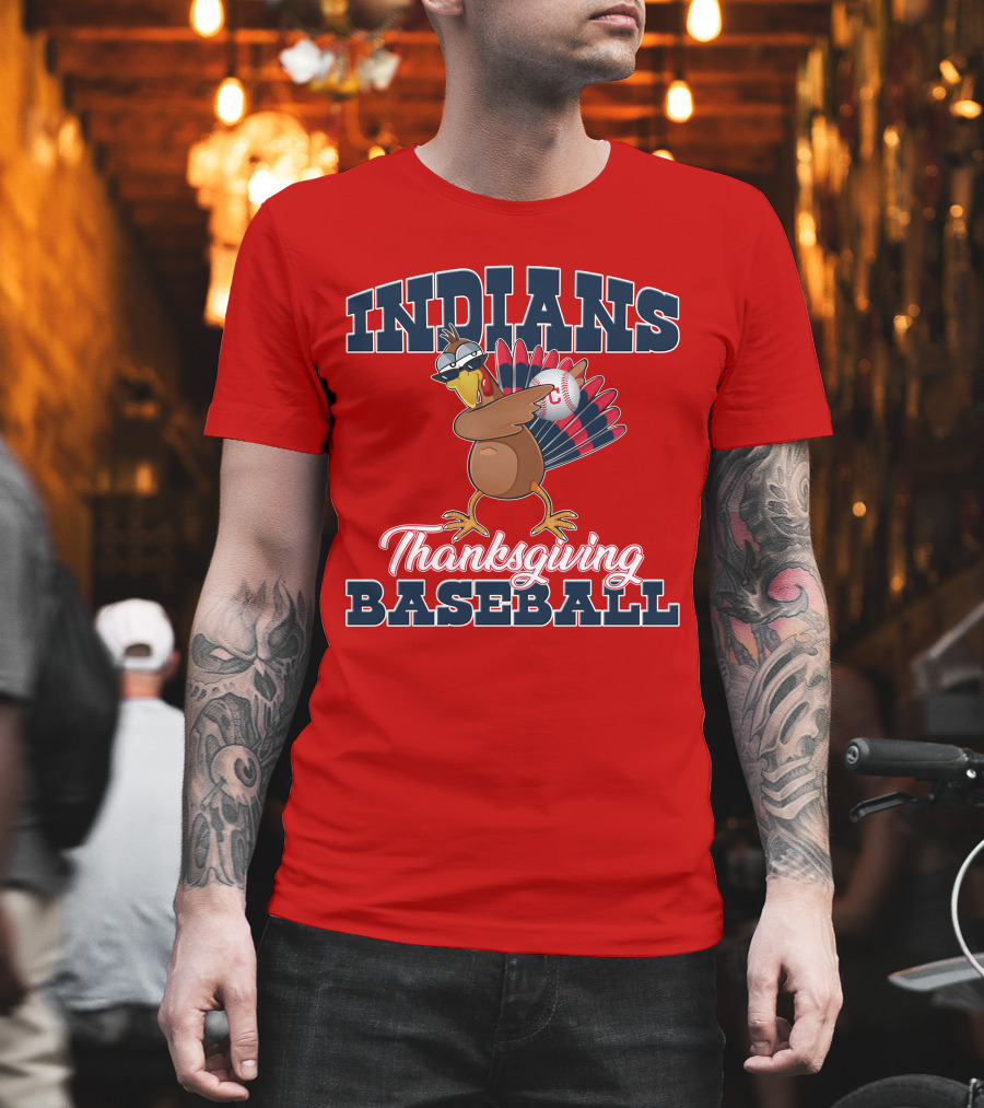 Indians Thanksgiving Baseball Turkey T-Shirt