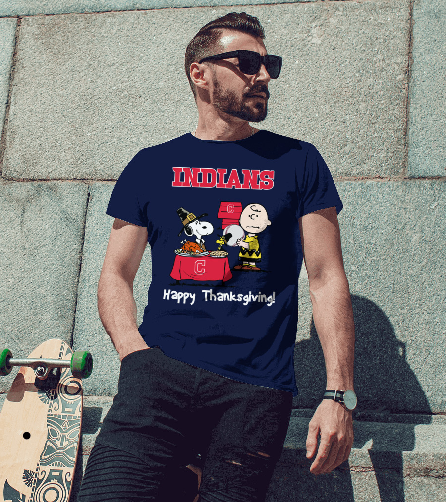 Indians Snoopy Happy Thanksgiving Charlie Brown Peanuts T-Shirt