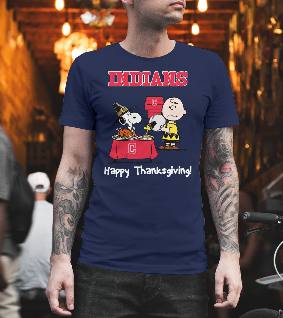 Indians Snoopy Happy Thanksgiving Charlie Brown Peanuts T-Shirt