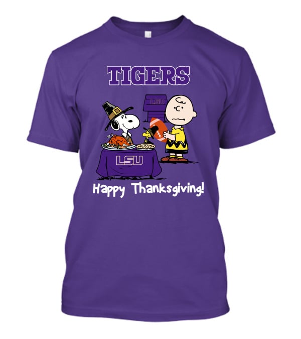 LSU Tigers Snoopy And Charlie Brown Thanksgiving Football T-Shirt