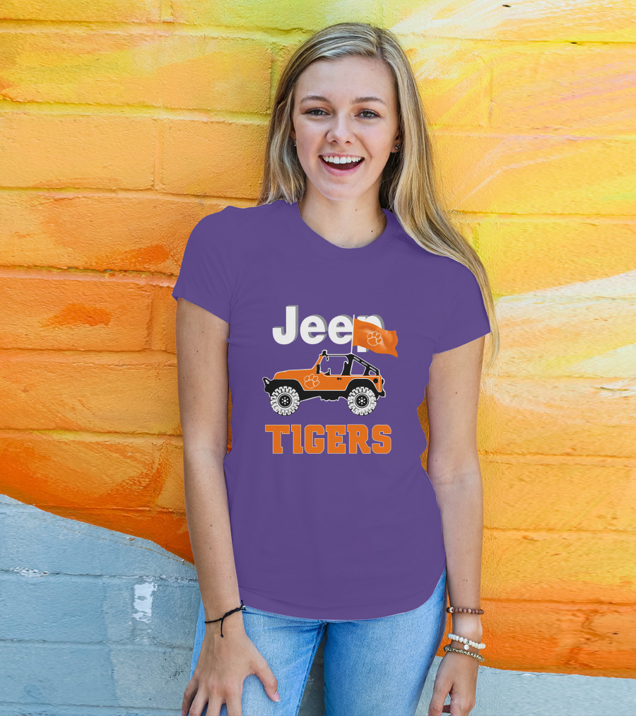 Jeep Clemson Tigers Paw Print Off-Road Enthusiast Flag T-Shirt