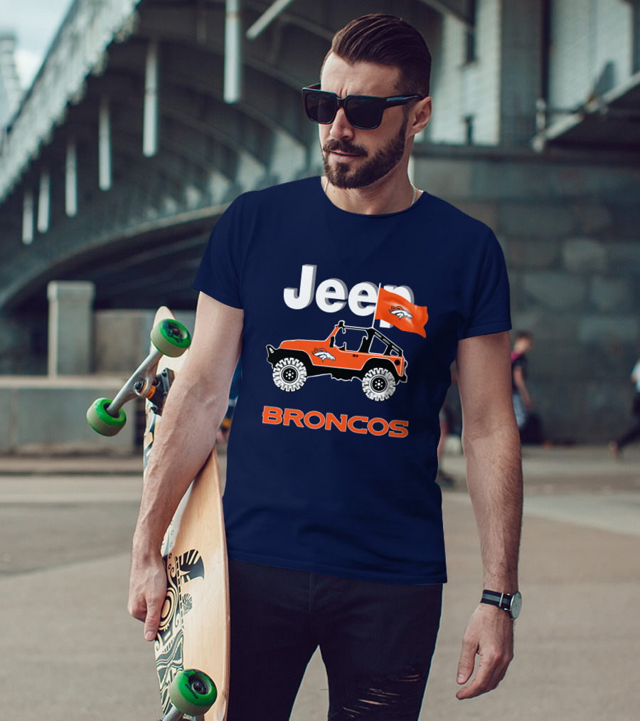 Jeep Broncos Denver Broncos Flag Logo Orange Offroad Fan Gear T-Shirt