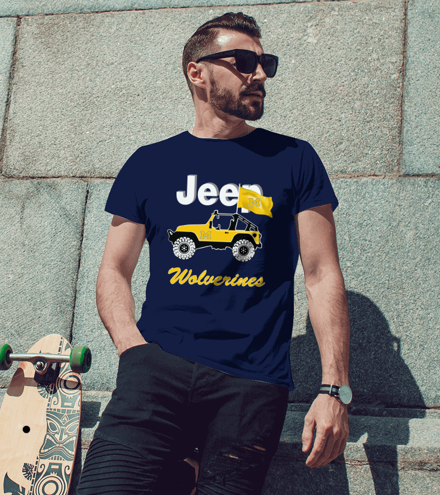 Jeep Michigan Wolverines M Flag Yellow T-Shirt
