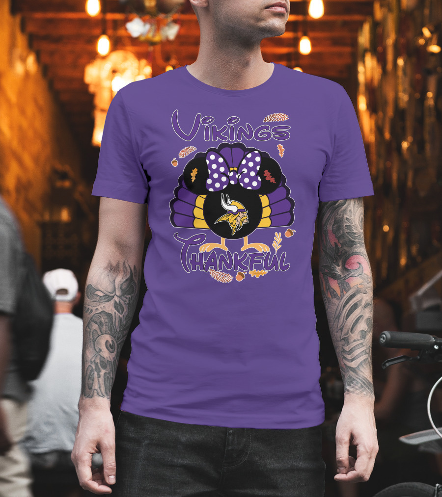 Vikings Thankful Turkey Minnie Thanksgiving T-Shirt