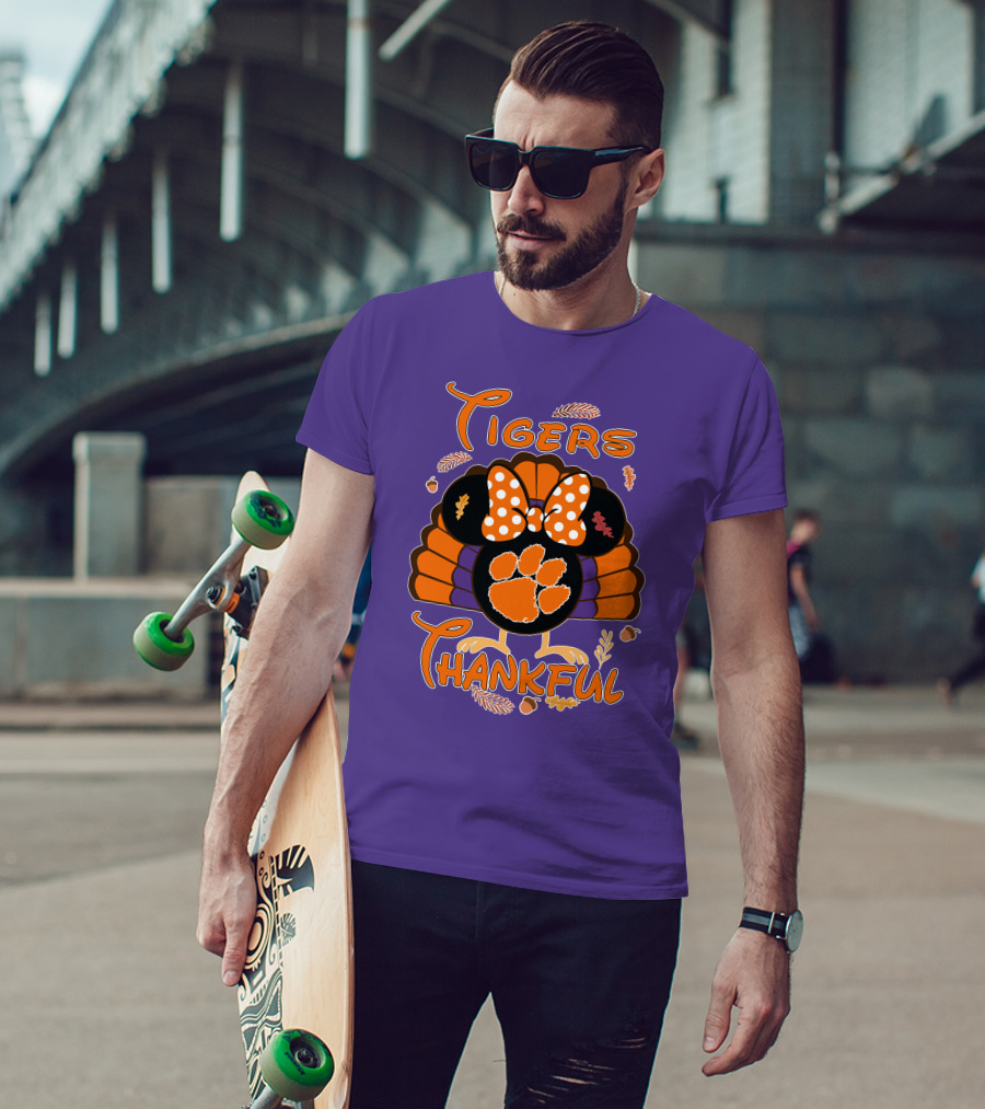 Tigers Thankful Clemson Minnie Thanksgiving T-Shirt