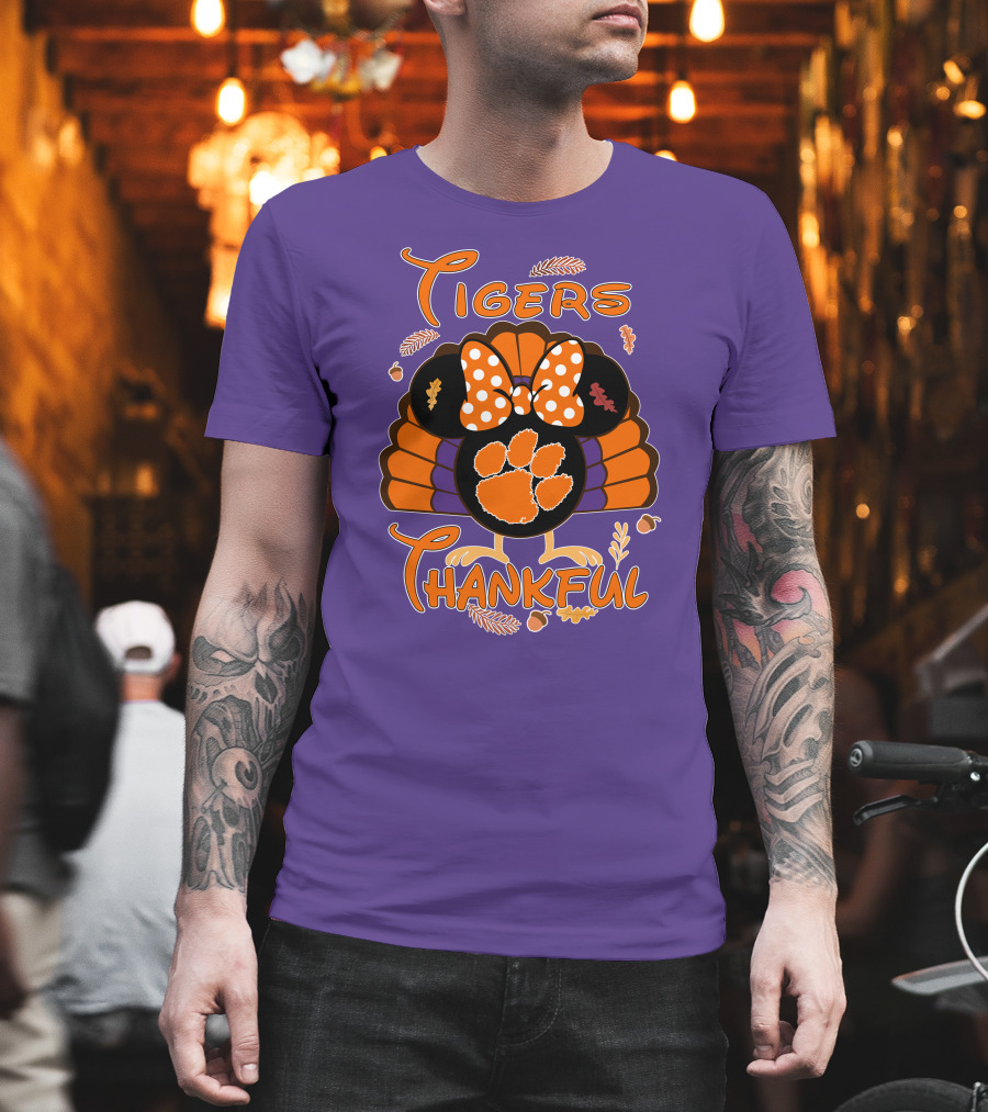 Tigers Thankful Clemson Minnie Thanksgiving T-Shirt