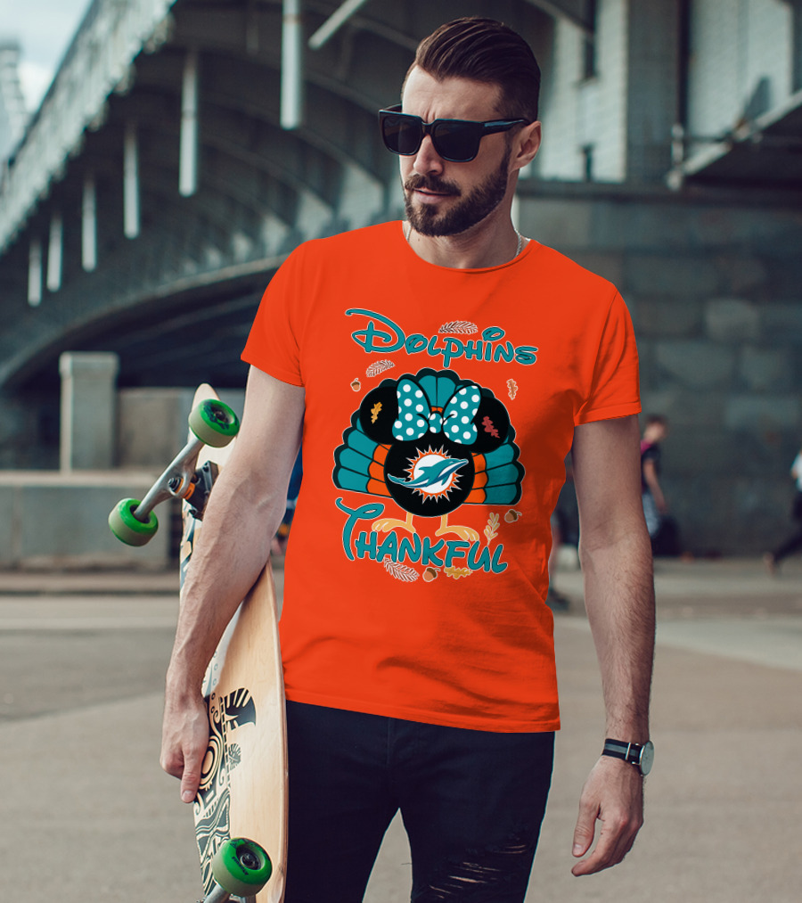 Miami Dolphins Thankful Minnie Thanksgiving T-Shirt