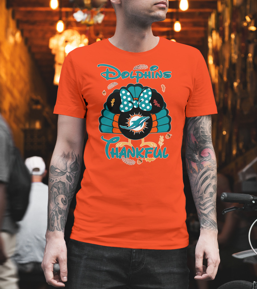 Miami Dolphins Thankful Minnie Thanksgiving T-Shirt