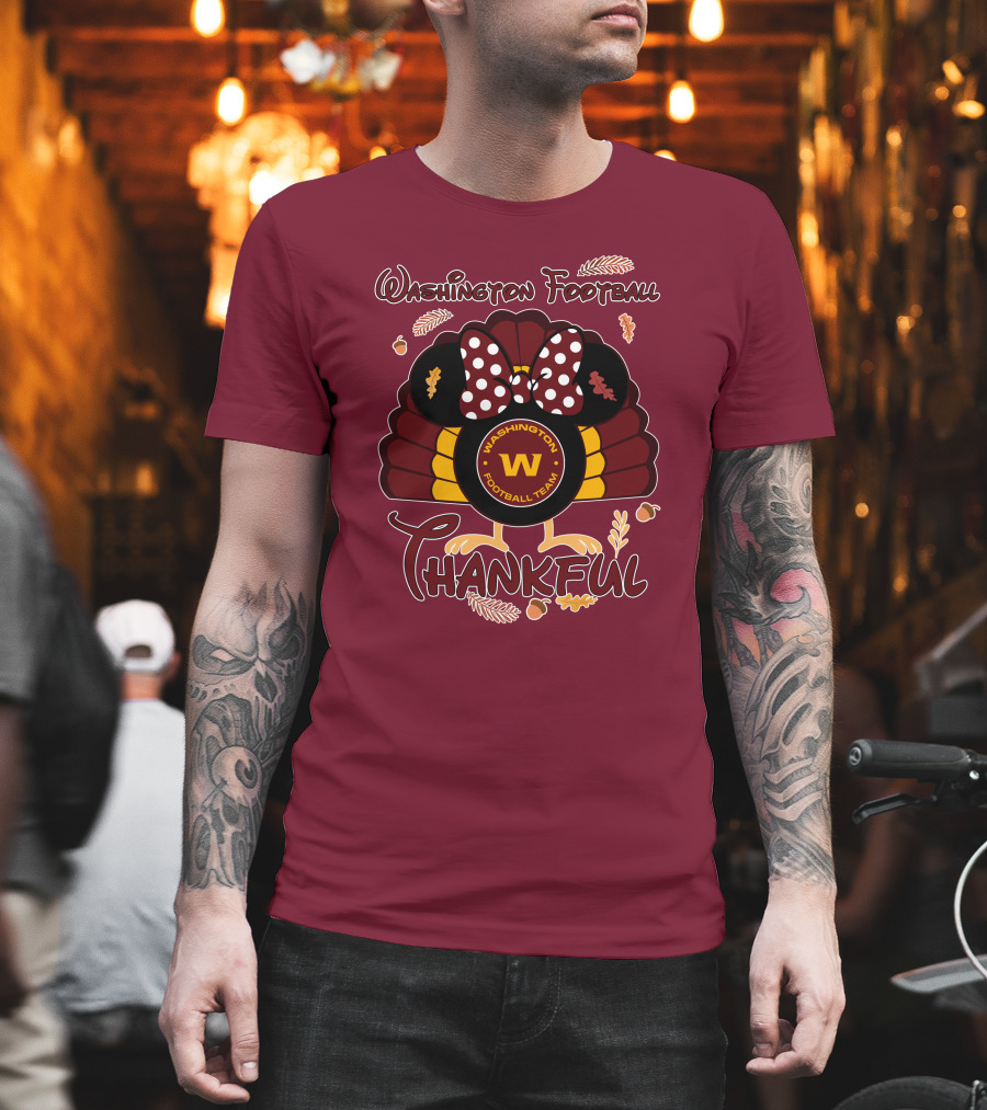 Washington Football Team Minnie Thankful Thanksgiving T-Shirt