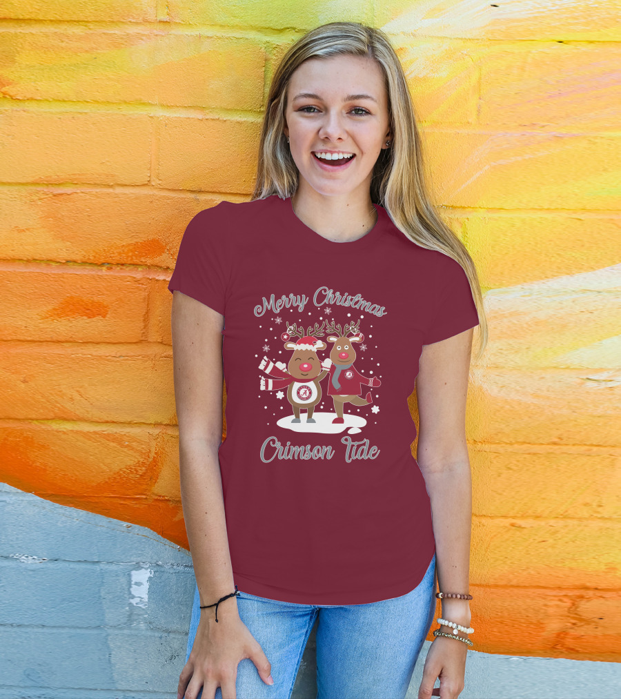 Crimson Tide Merry Christmas Reindeer T-Shirt