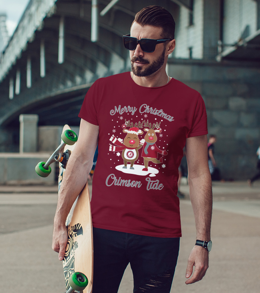 Crimson Tide Merry Christmas Reindeer T-Shirt