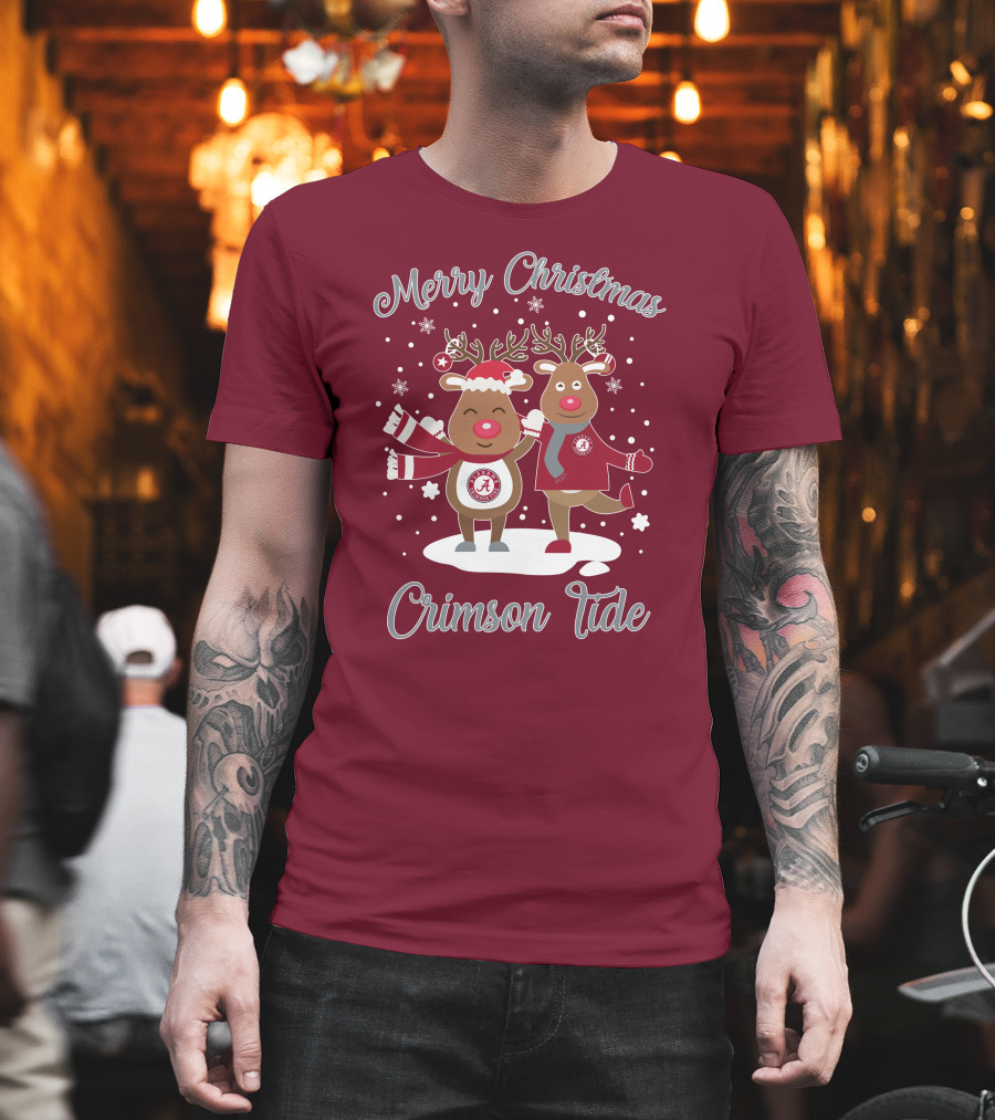 Crimson Tide Merry Christmas Reindeer T-Shirt