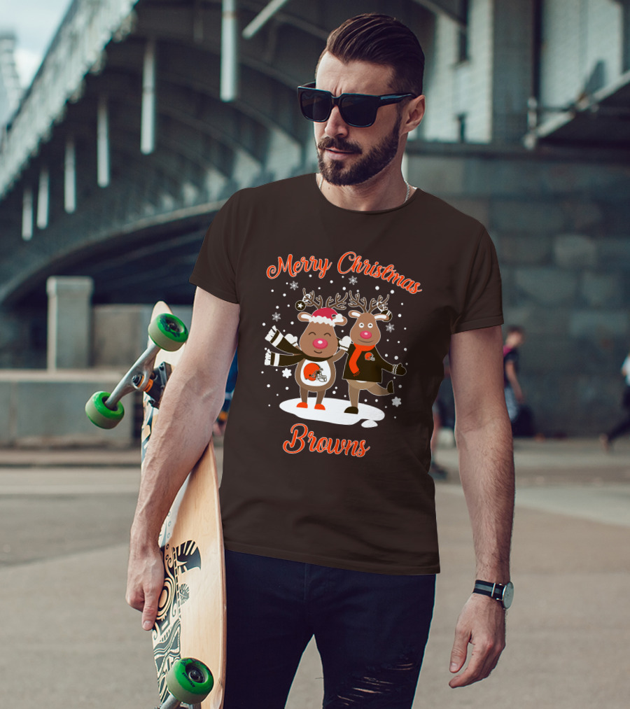 Merry Christmas Cleveland Browns Reindeer T-Shirt