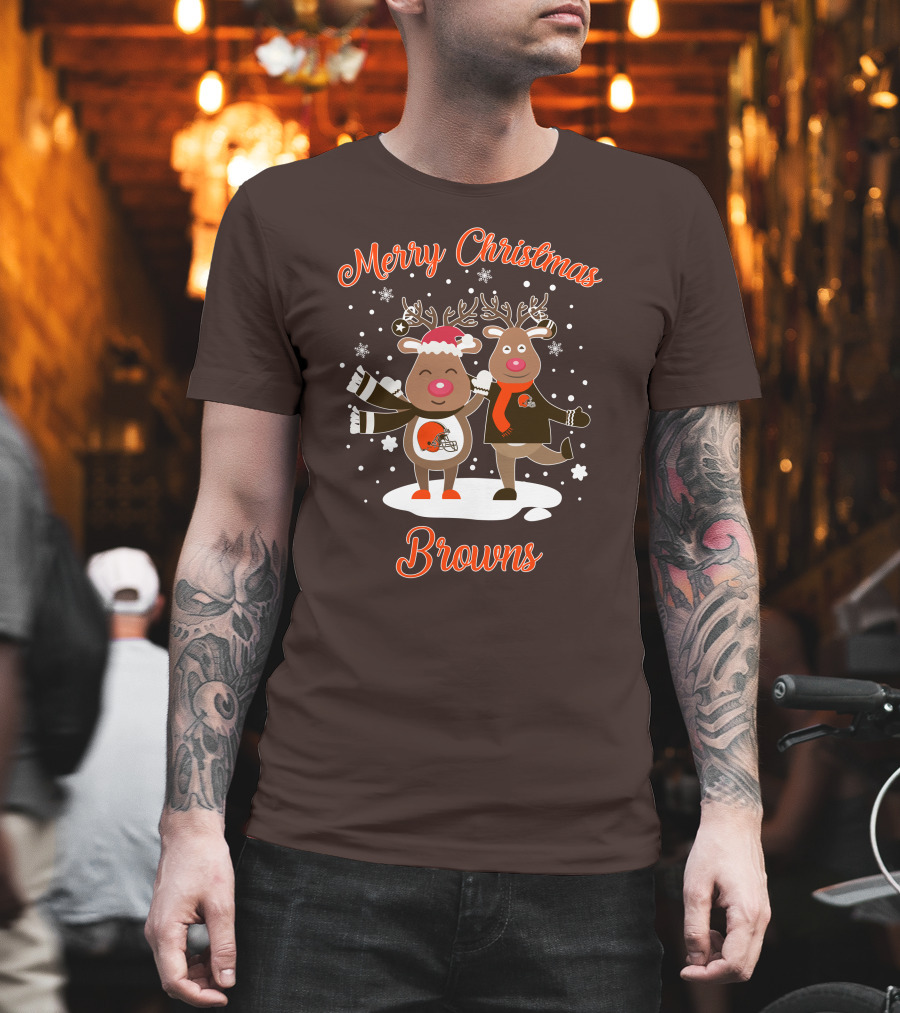 Merry Christmas Cleveland Browns Reindeer T-Shirt
