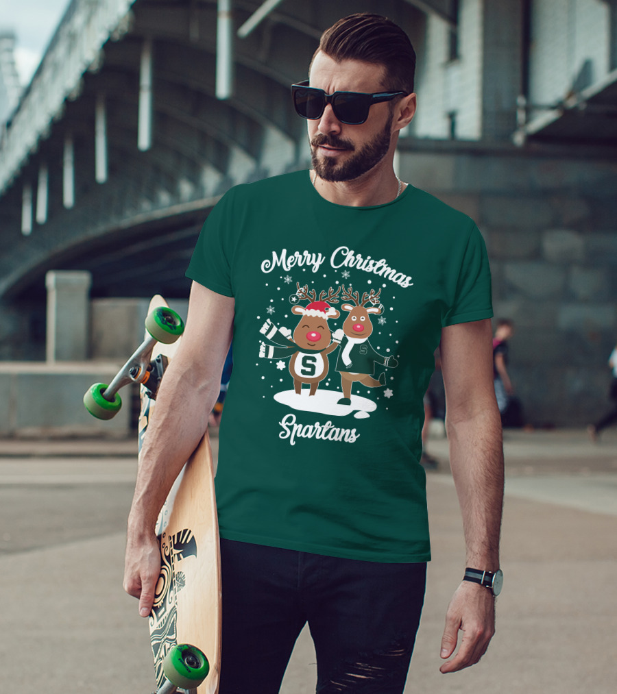 Merry Christmas Michigan State Spartans Reindeer T-Shirt