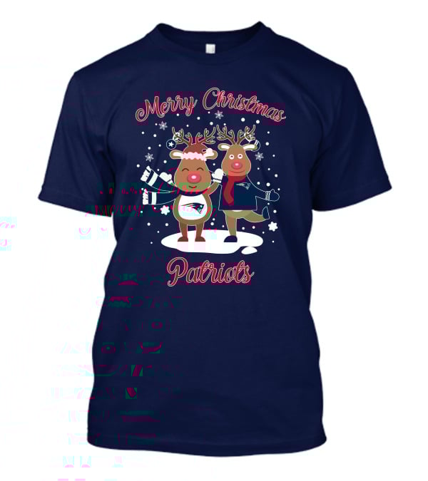 Merry Christmas Patriots Reindeer Snowflakes Holiday T-Shirt