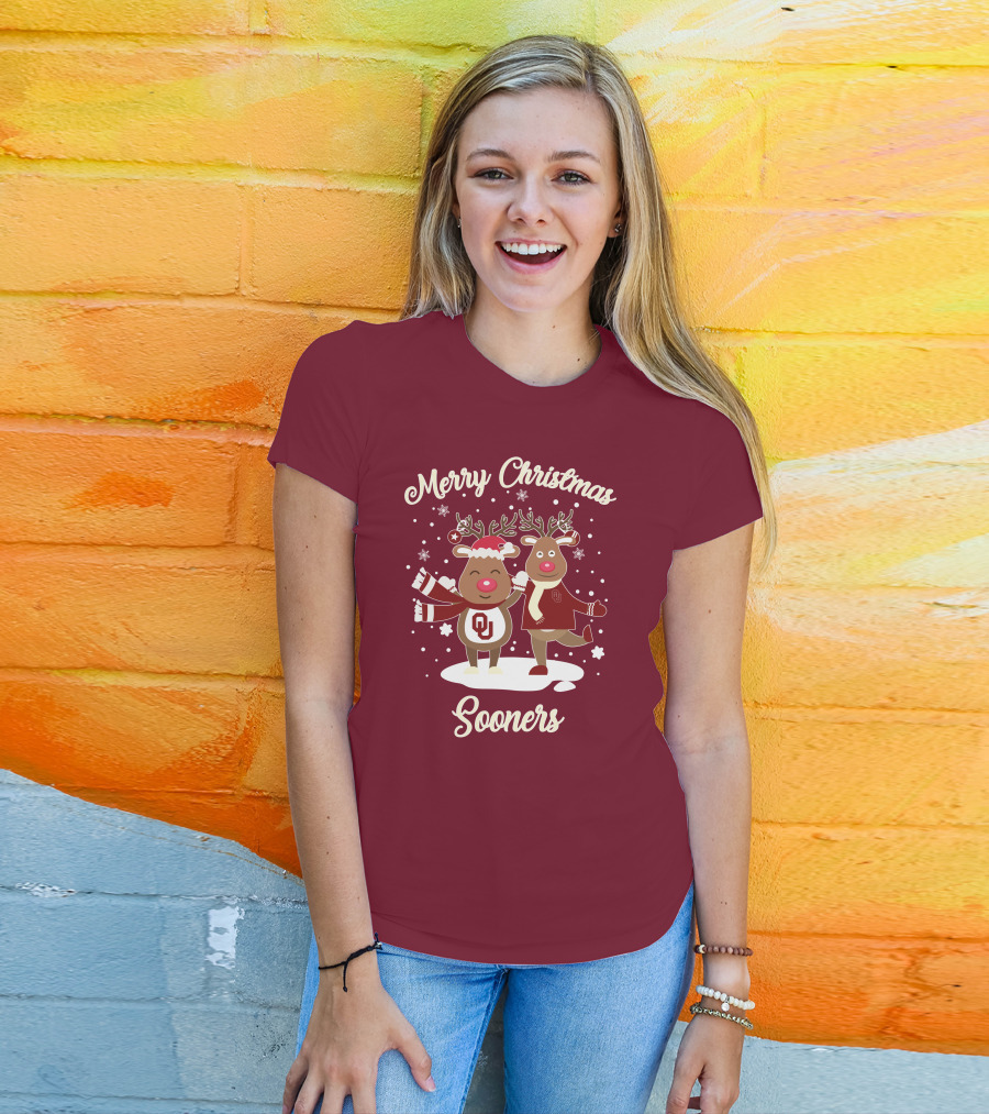 Merry Christmas Sooners Oklahoma Reindeer T-Shirt