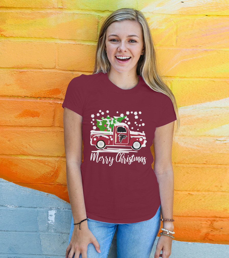 Atlanta Falcons Vintage Truck Merry Christmas T-Shirt