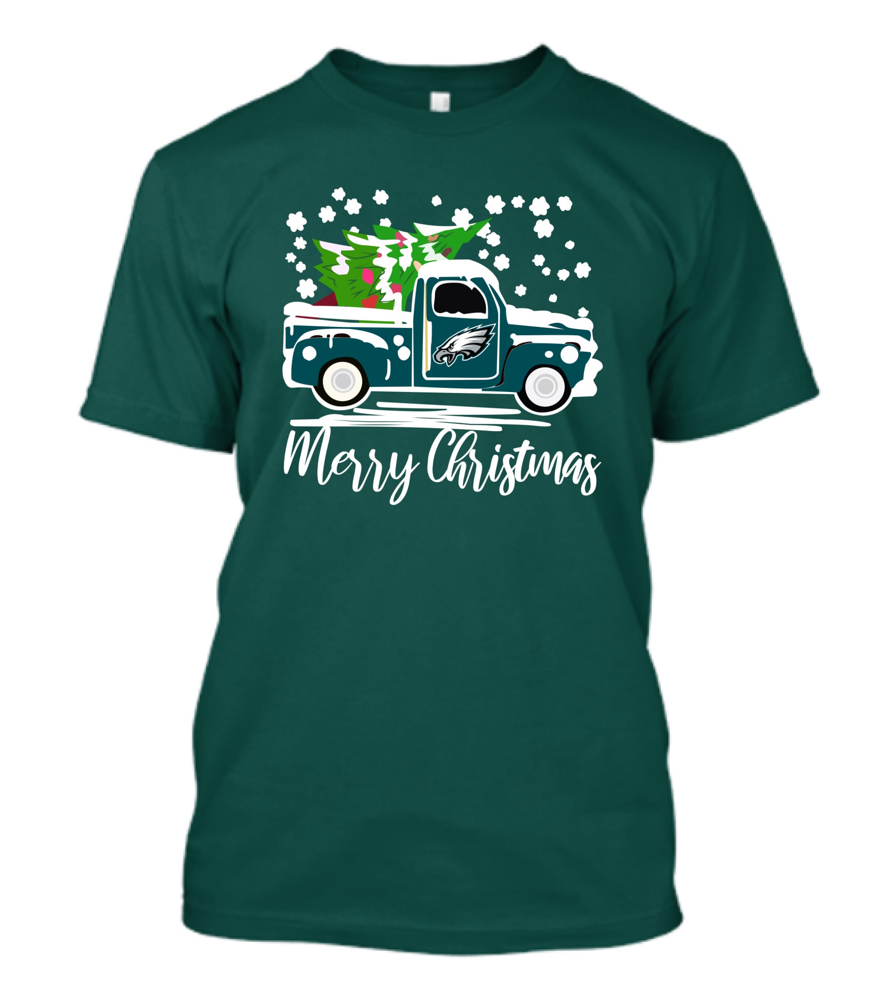 Merry Christmas Philadelphia Eagles Vintage Car Snowflakes T-Shirt