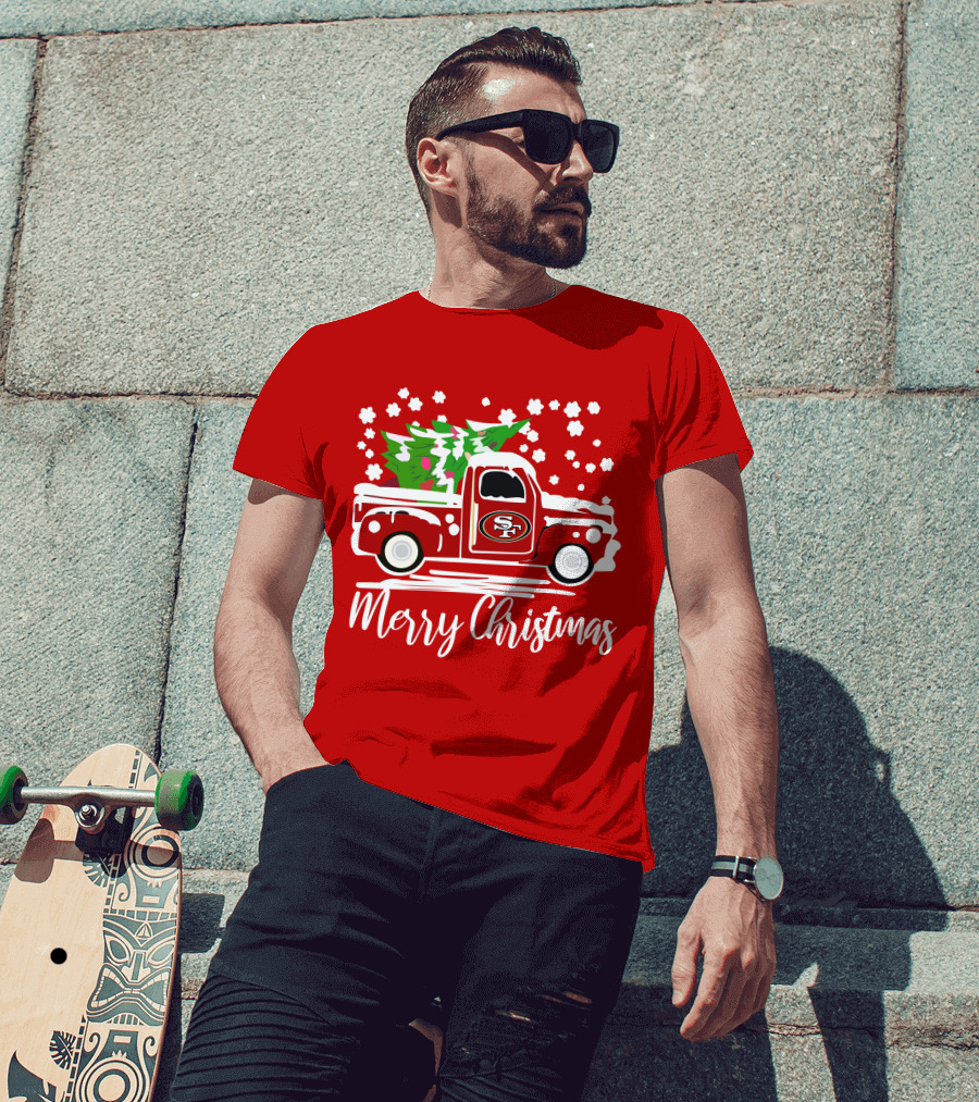 San Francisco 49ers SF Vintage Truck Merry Christmas T-Shirt