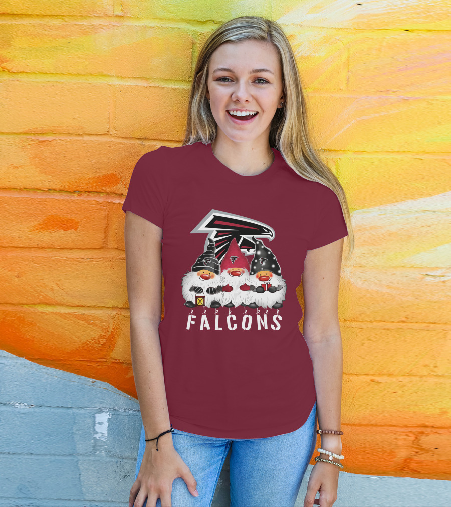Atlanta Falcons Merry Christmas Happy Holidays Gnomes T-Shirt