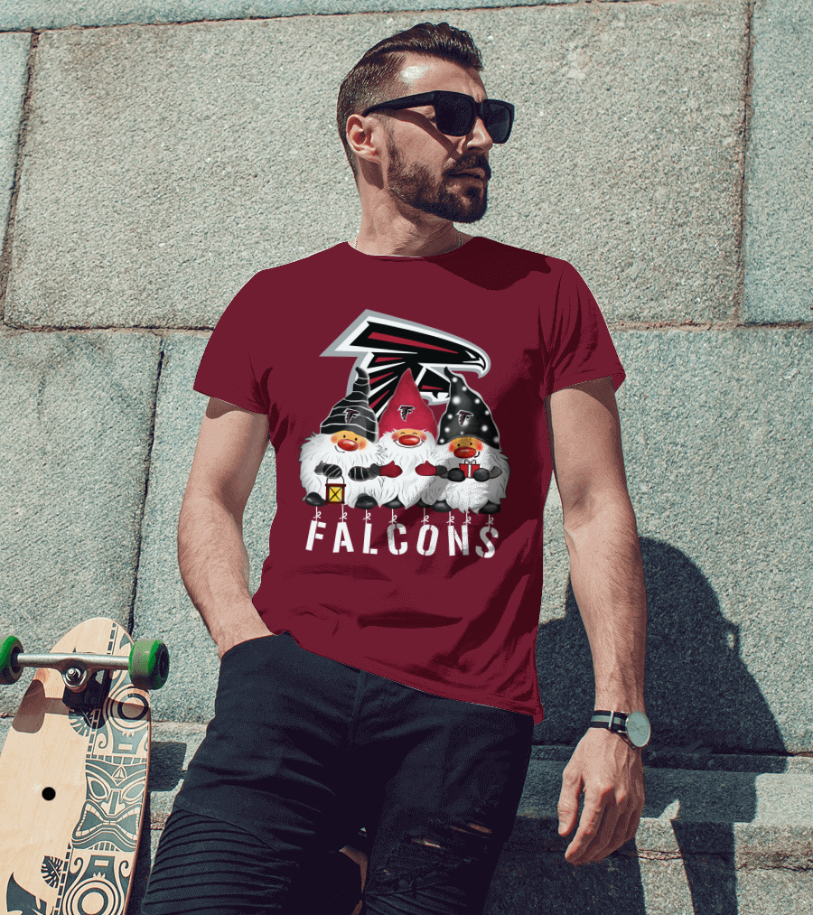 Atlanta Falcons Merry Christmas Happy Holidays Gnomes T-Shirt