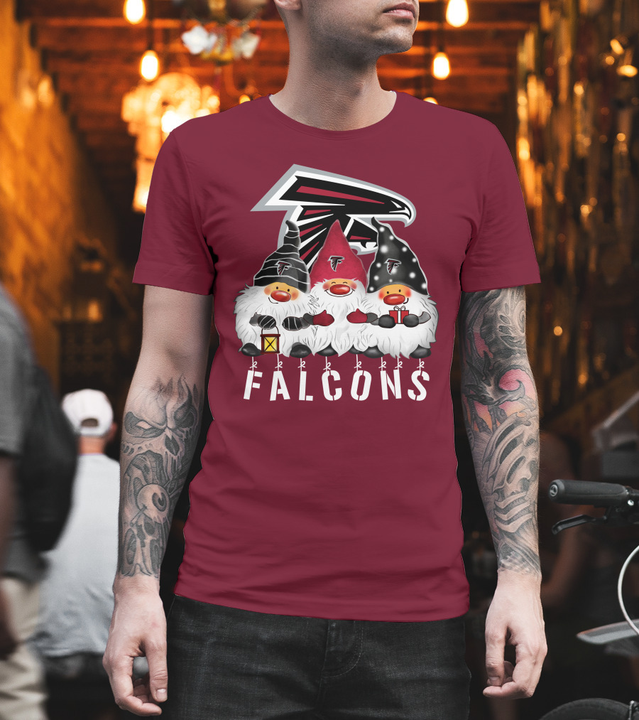 Atlanta Falcons Merry Christmas Happy Holidays Gnomes T-Shirt