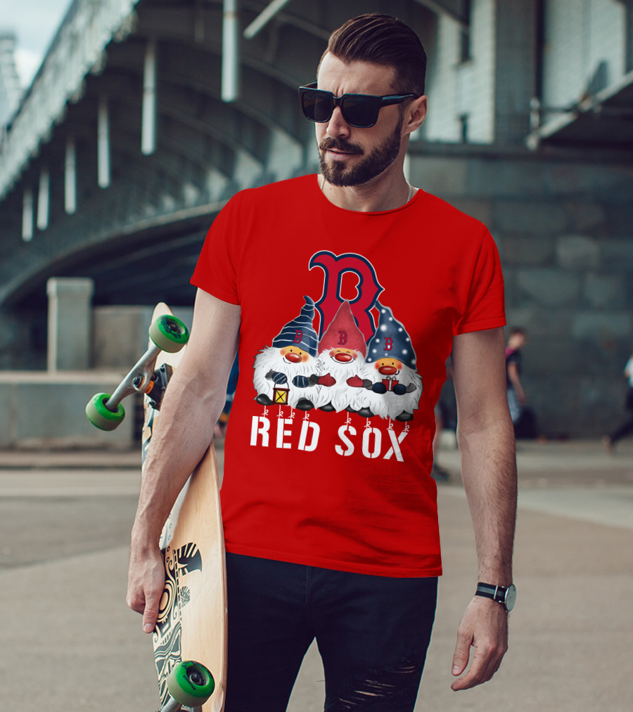 Boston Red Sox Merry Christmas Happy Holidays Gnomes T-Shirt