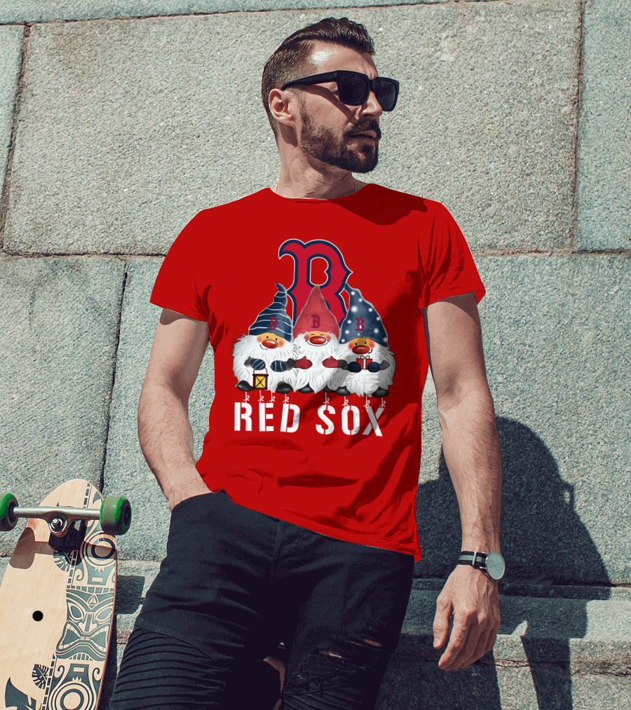 Boston Red Sox Merry Christmas Happy Holidays Gnomes T-Shirt
