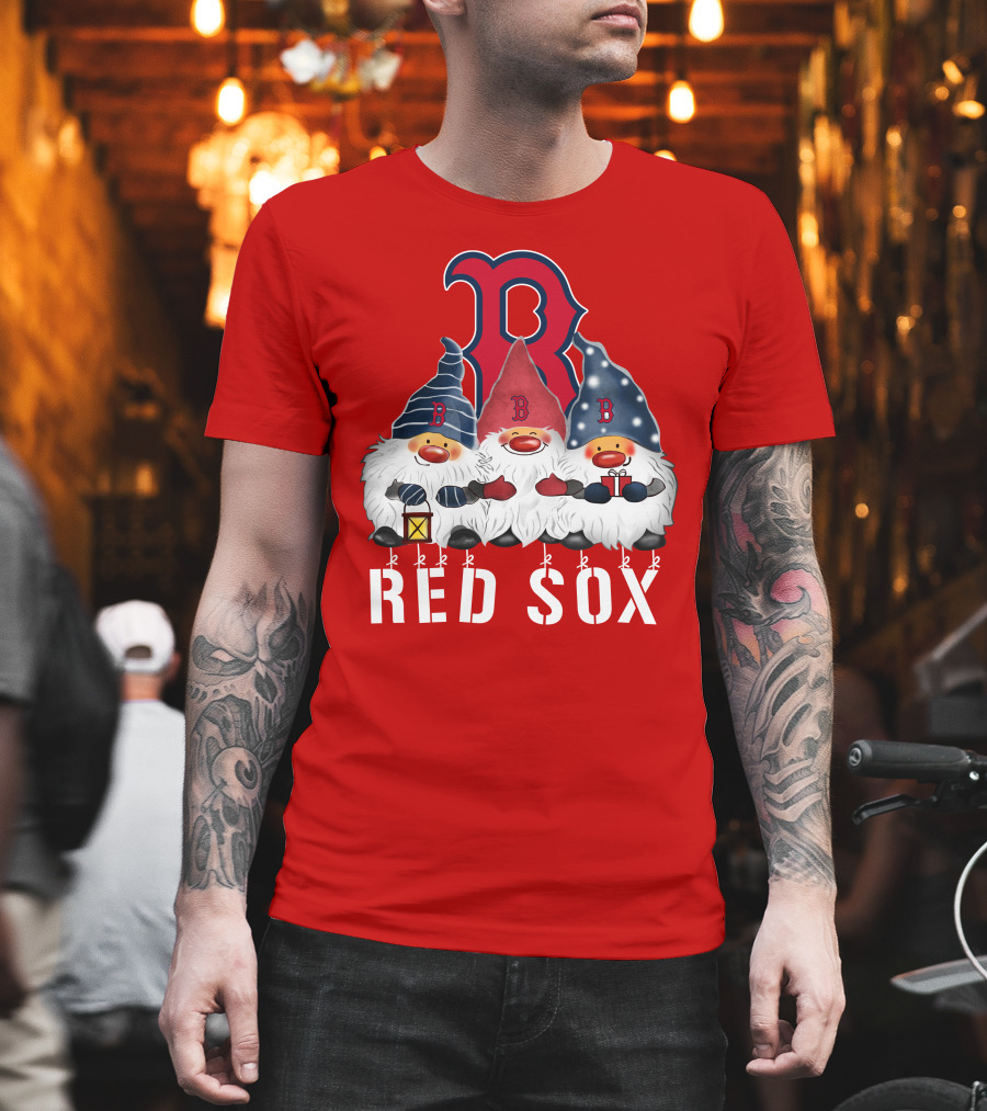 Boston Red Sox Merry Christmas Happy Holidays Gnomes T-Shirt