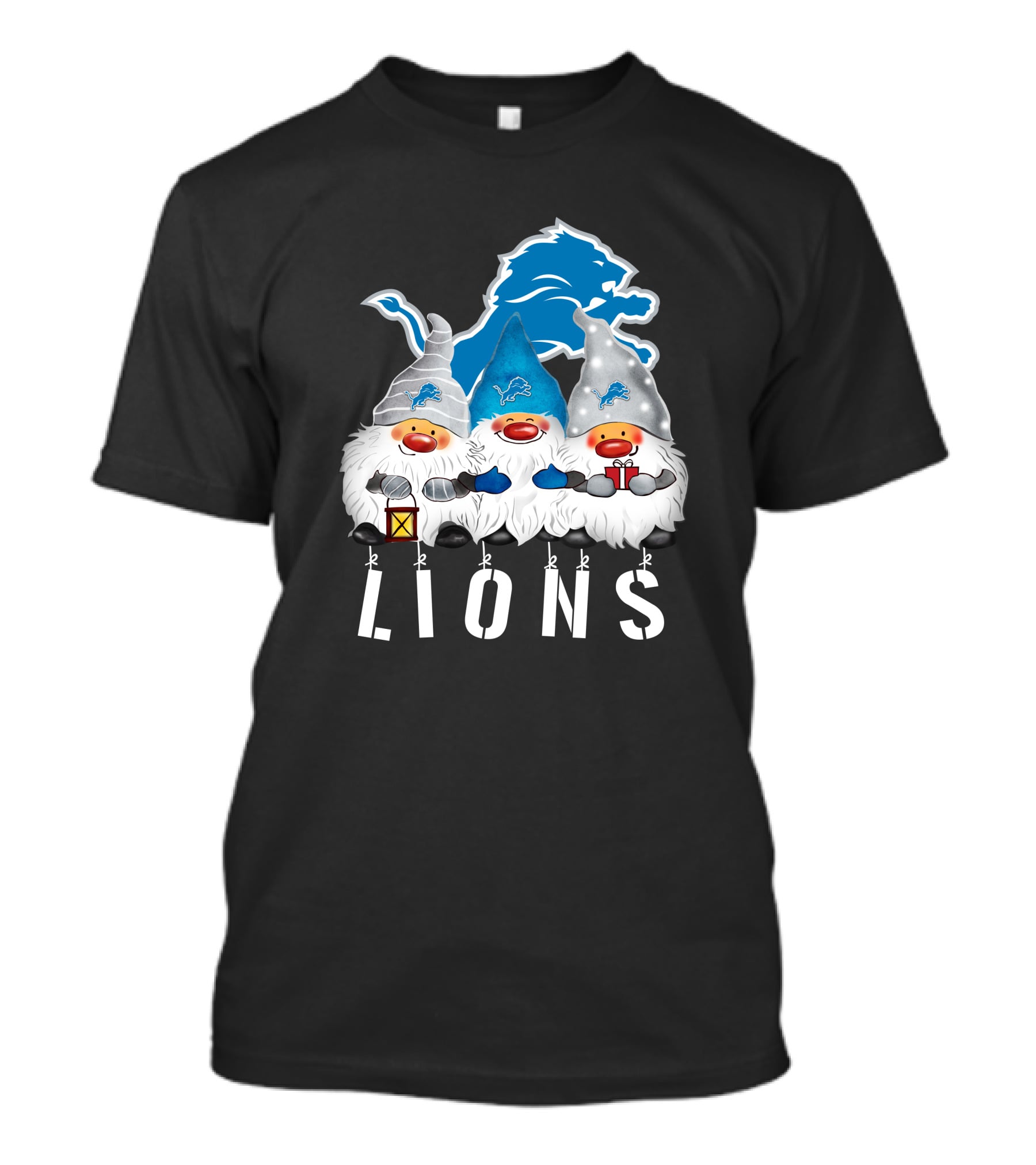 Detroit Lions Merry Christmas Happy Holidays Gnomes T-Shirt