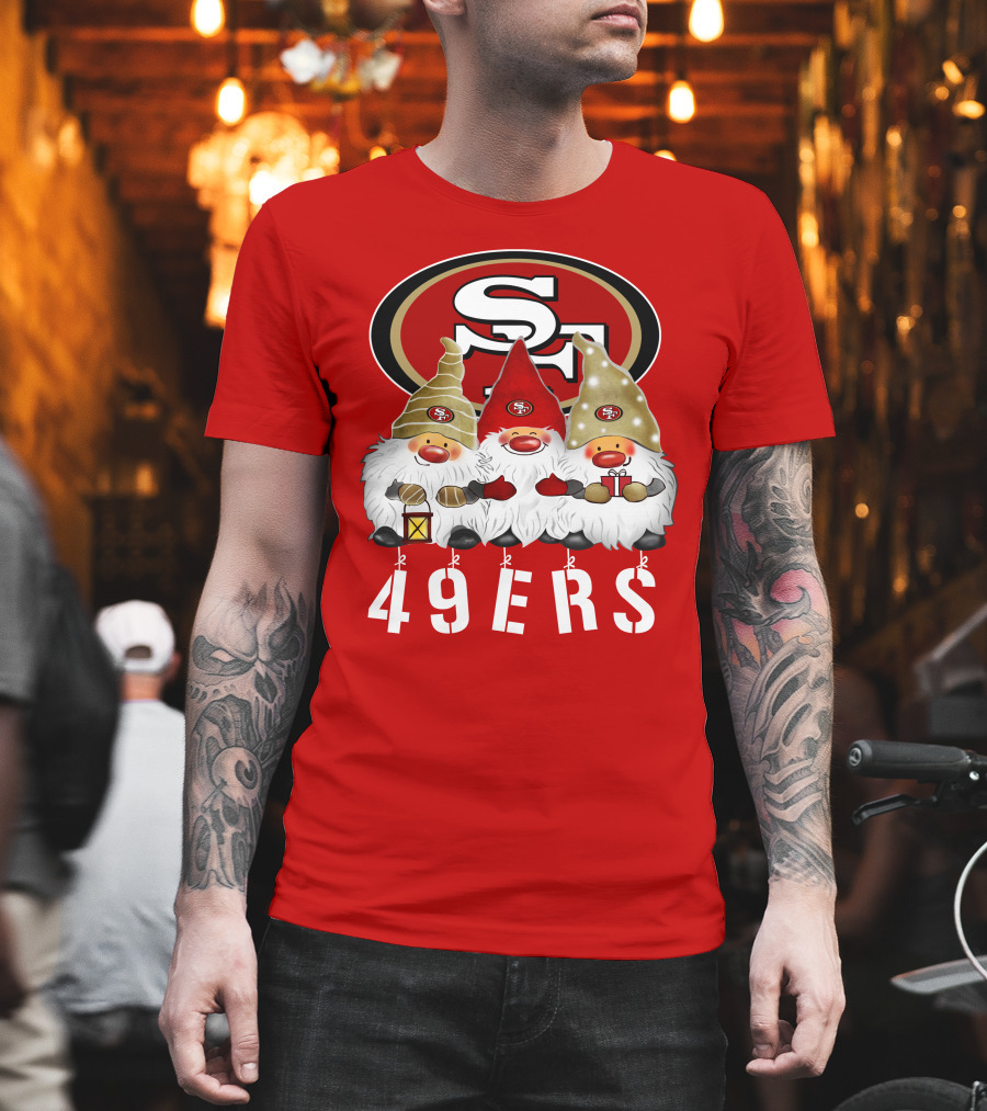 San Francisco 49ers Merry Christmas Happy Holidays Gnomes 49ers T-Shirt
