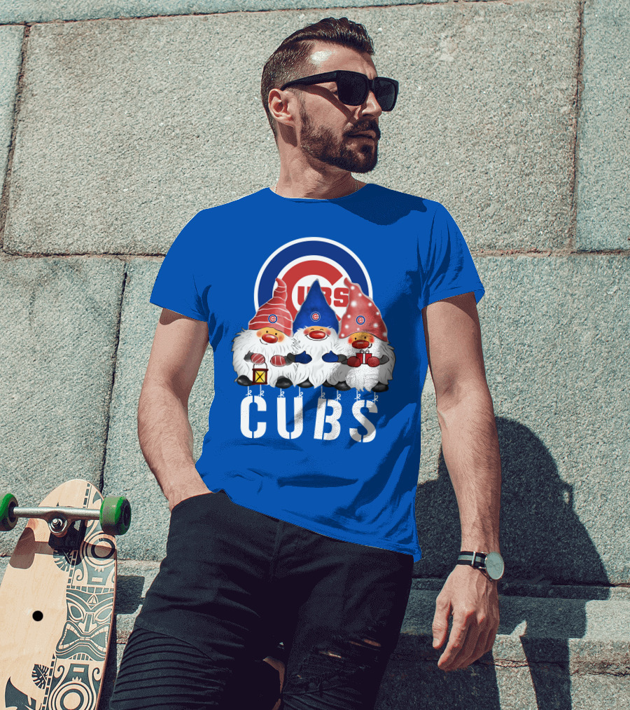 Chicago Cubs Merry Christmas Happy Holidays Festive Gnomes T-Shirt