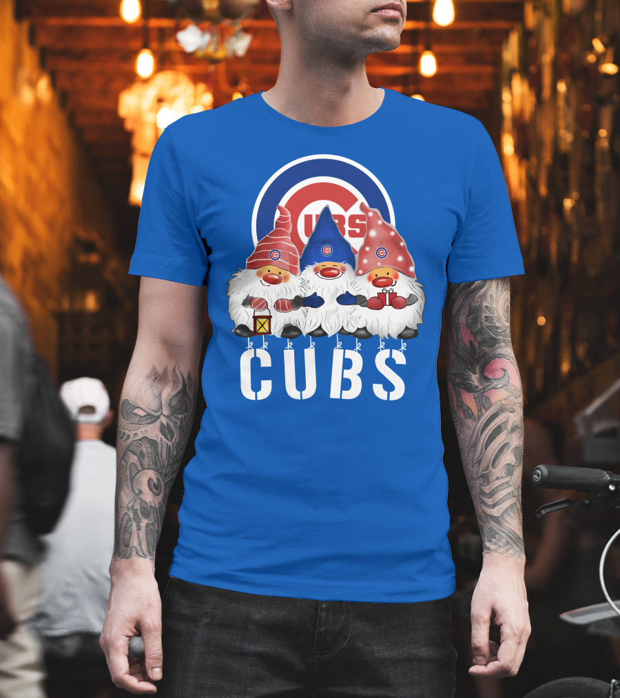 Chicago Cubs Merry Christmas Happy Holidays Festive Gnomes T-Shirt