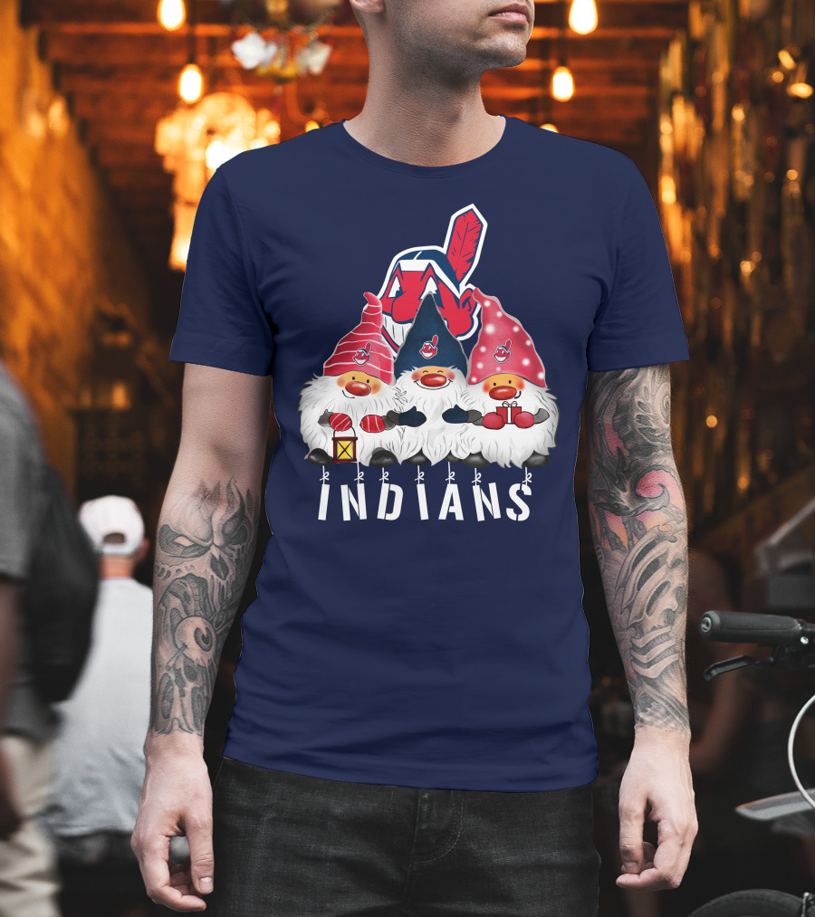 Cleveland Indians Merry Christmas Happy Holidays Gnomes Chief Wahoo T-Shirt