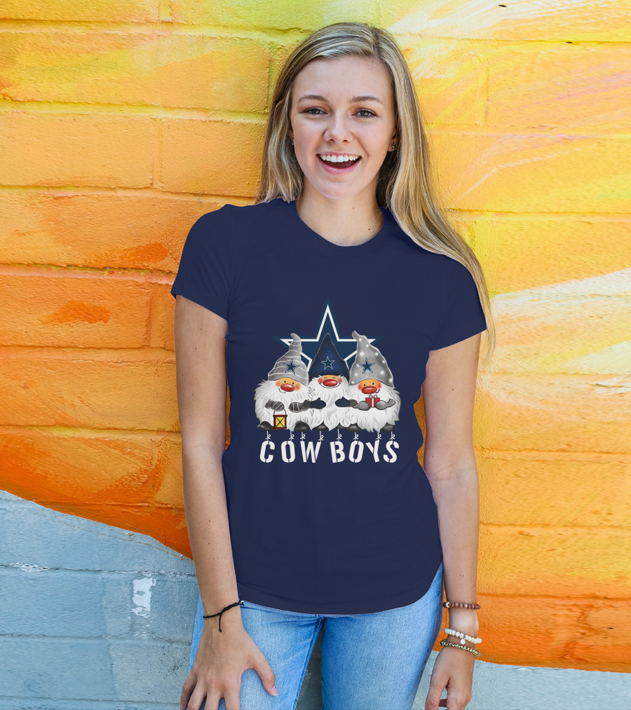 Dallas Cowboys Christmas Gnomes Merry Holidays T-Shirt