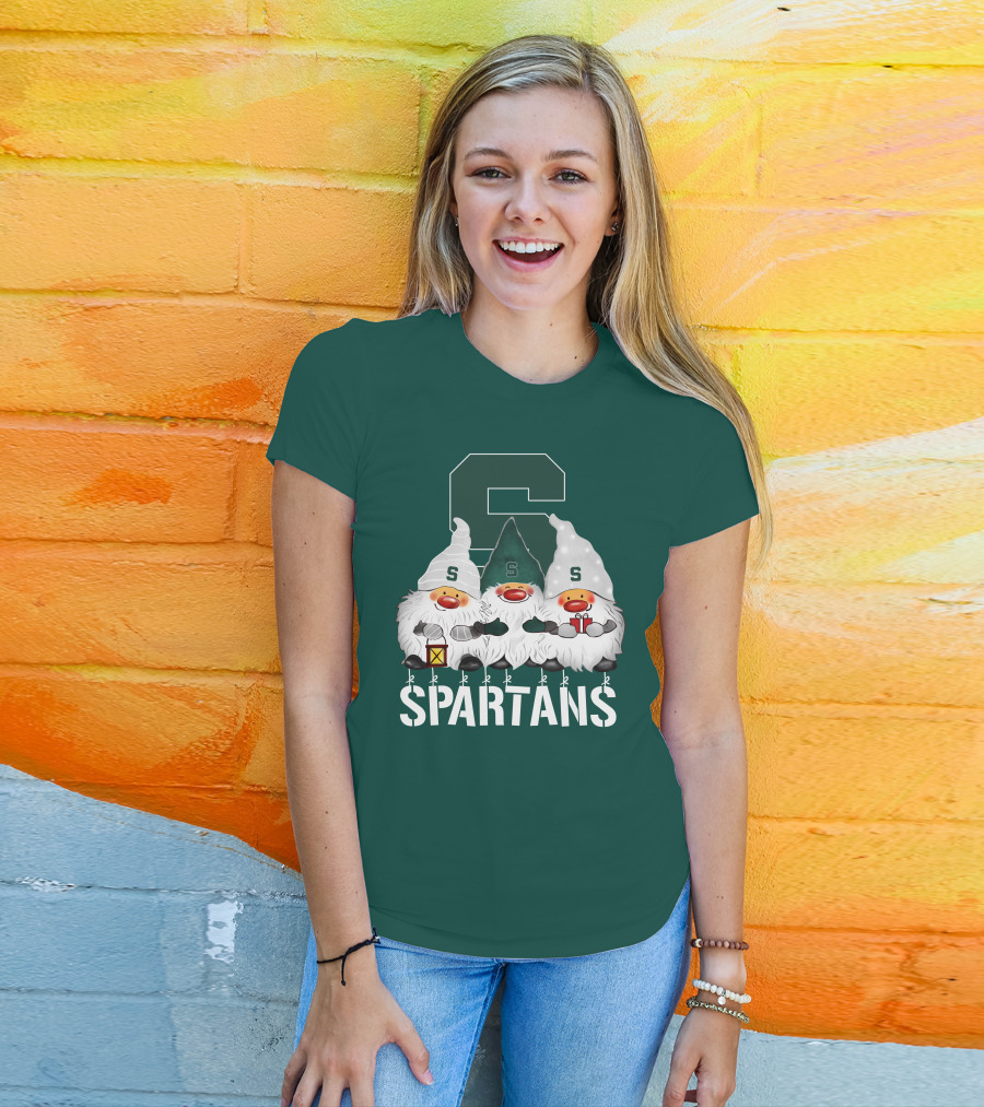 Michigan State Spartans Christmas Gnomes Holiday Celebrations T-Shirt