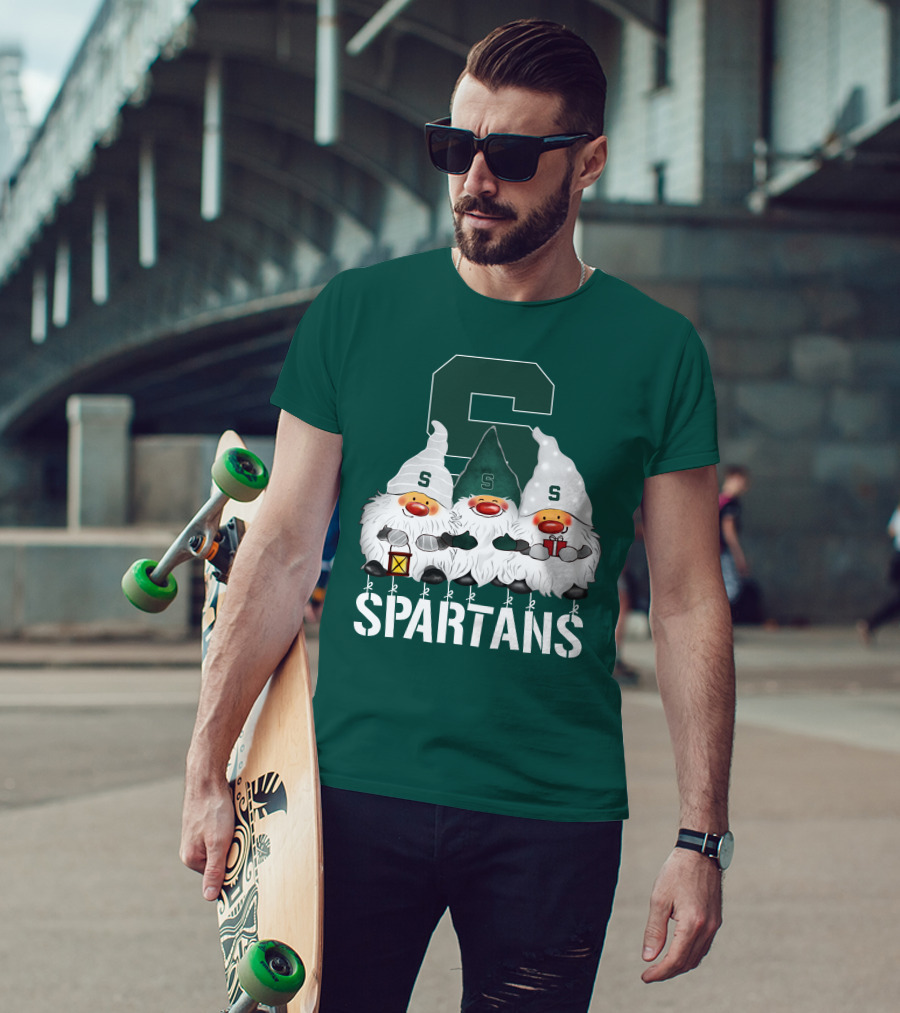 Michigan State Spartans Christmas Gnomes Holiday Celebrations T-Shirt