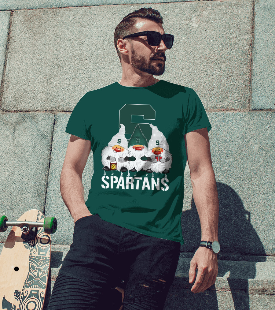 Michigan State Spartans Christmas Gnomes Holiday Celebrations T-Shirt