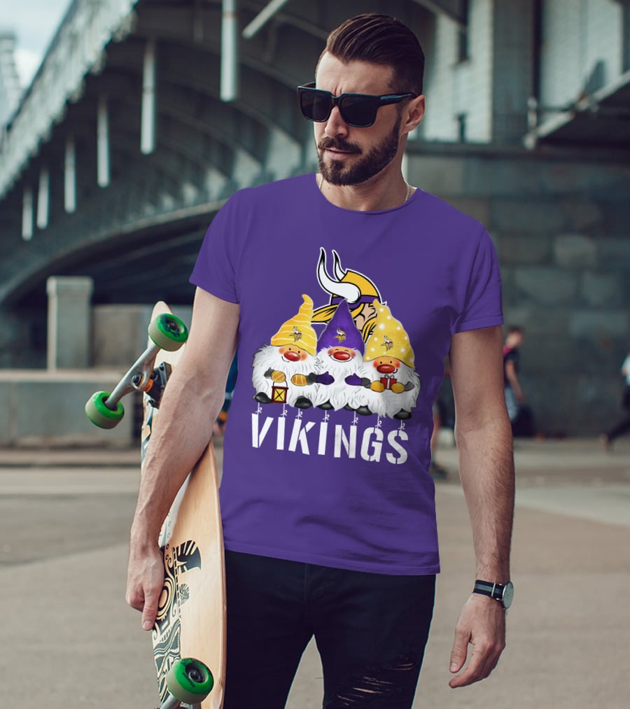 Minnesota Vikings Merry Christmas Happy Holidays Gnomes T-Shirt