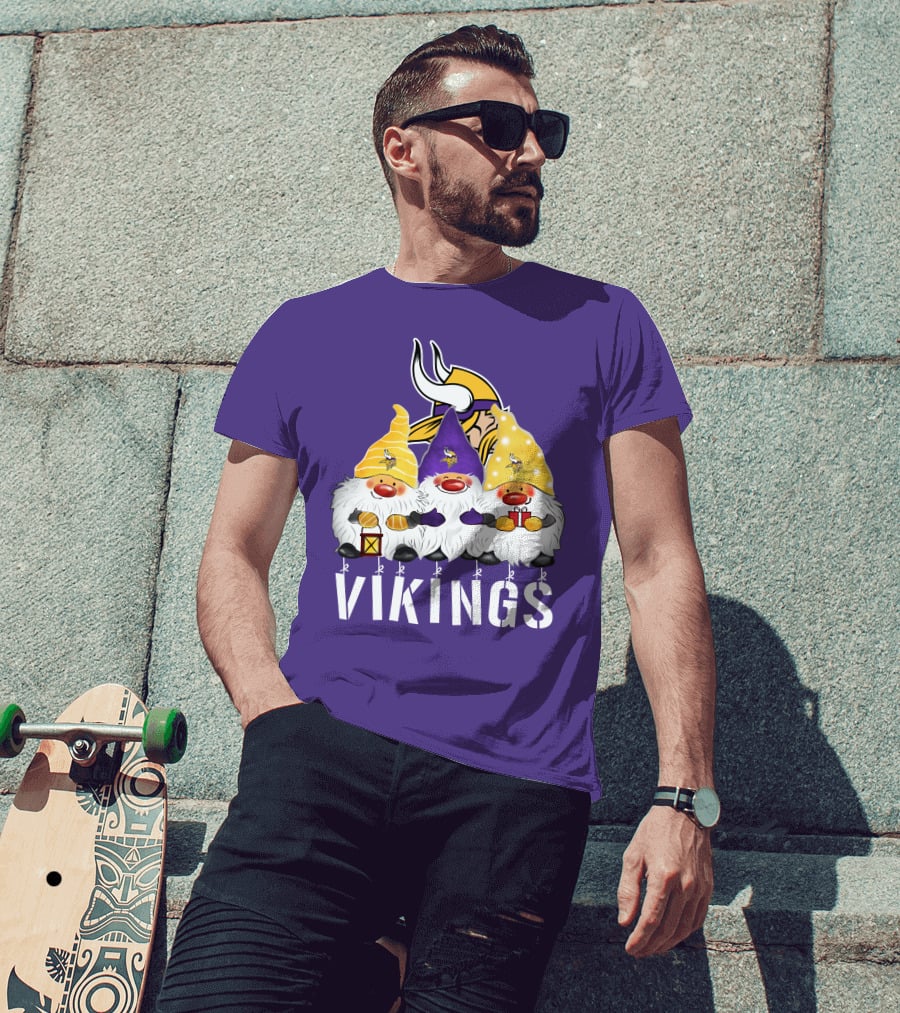 Minnesota Vikings Merry Christmas Happy Holidays Gnomes T-Shirt