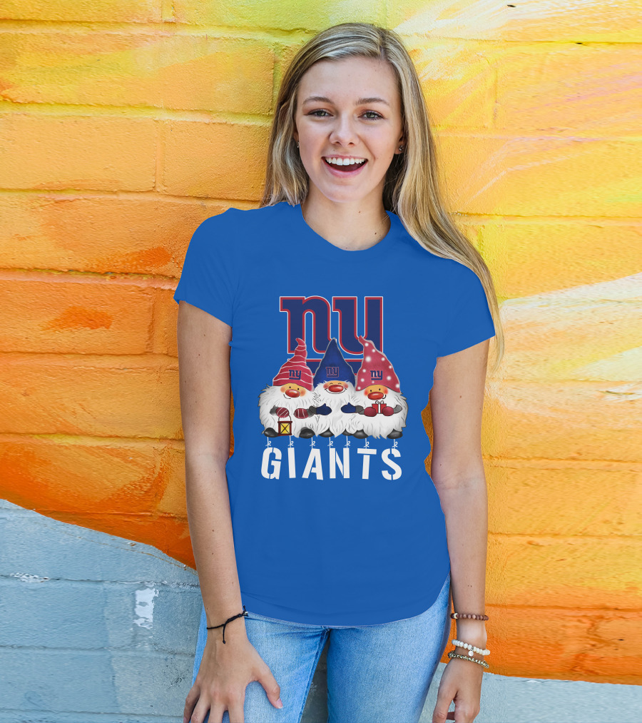 New York Giants Merry Christmas Happy Holidays Gnomes T-Shirt