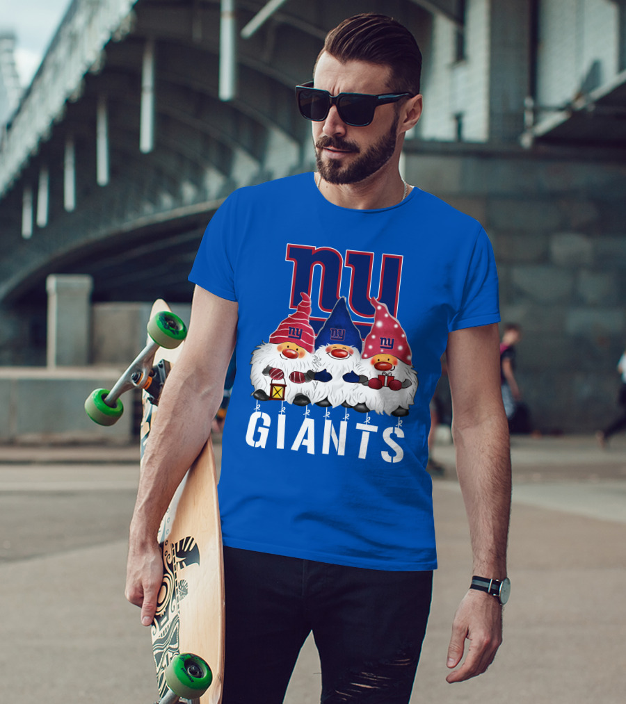 New York Giants Merry Christmas Happy Holidays Gnomes T-Shirt
