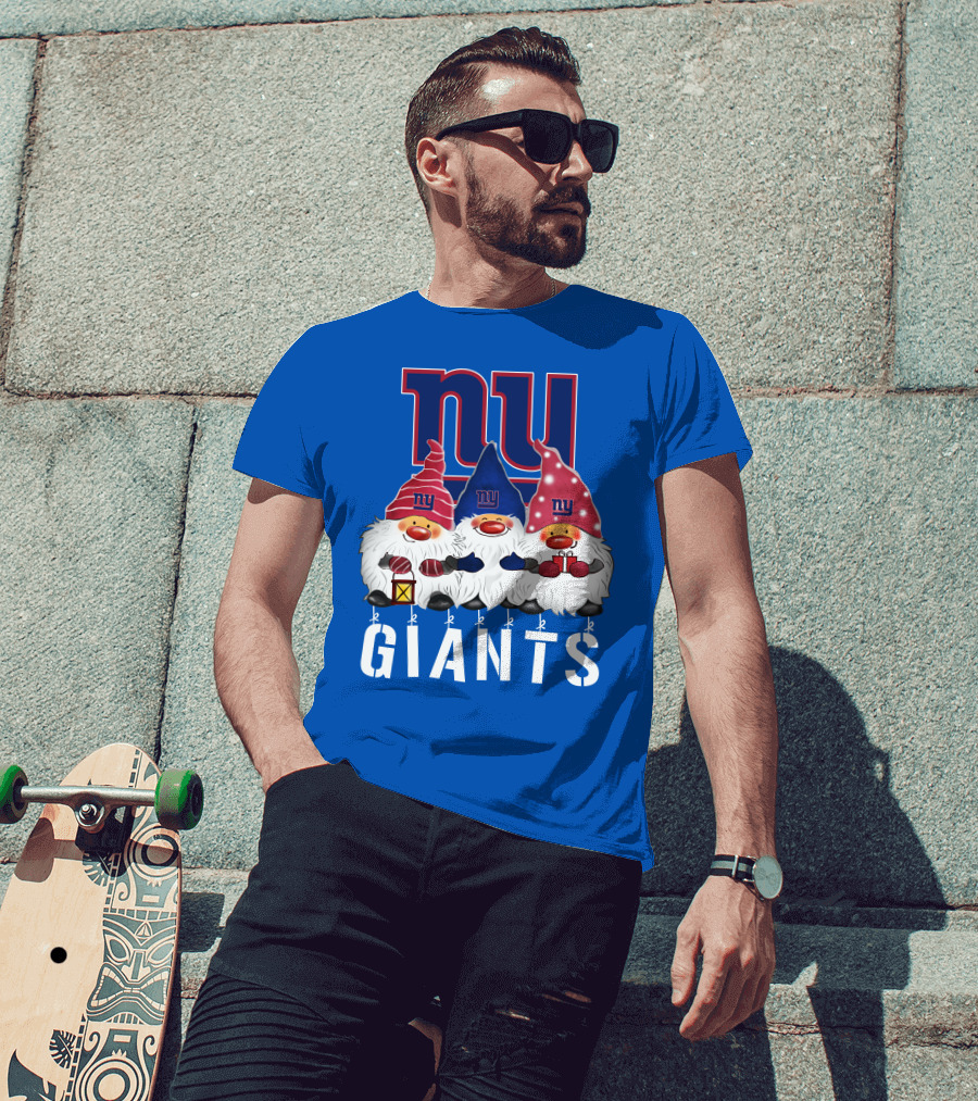 New York Giants Merry Christmas Happy Holidays Gnomes T-Shirt