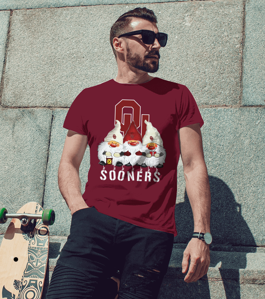Oklahoma Sooners Christmas Gnomes Happy Holidays T-Shirt
