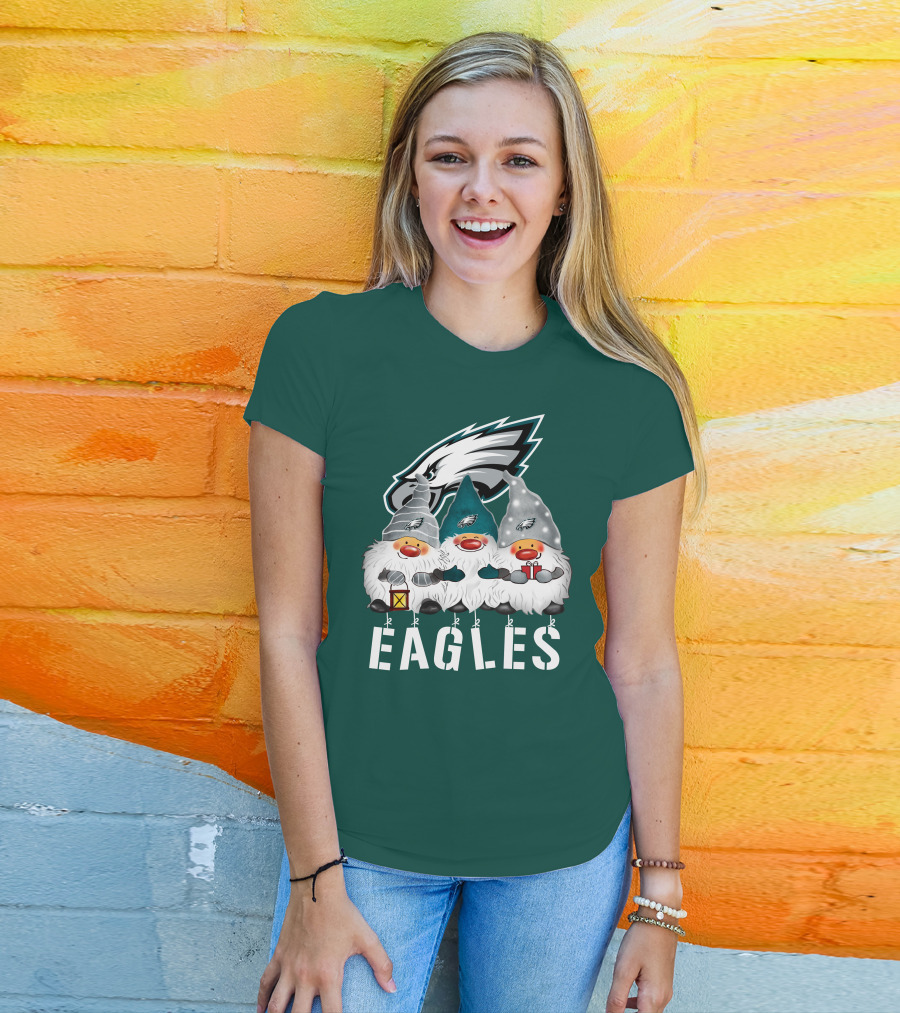 Philadelphia Eagles Christmas Gnomes Happy Holidays T-Shirt